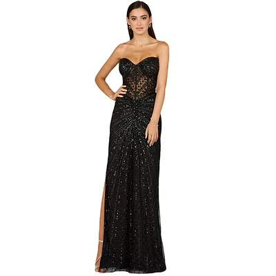 Lara Women's Embellished Strapless Gown with Slit