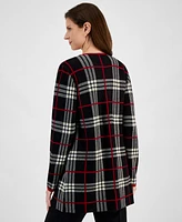 Kasper Petite Plaid Open-Front Cardigan