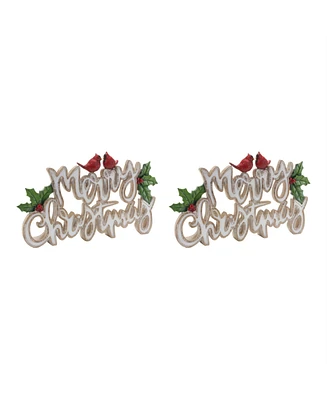 Slickblue Merry Christmas Tabletop Sign Set - Festive Pair for Holiday Decor