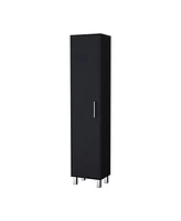 Fm Furniture Lawen Tall Storage Cabinet in melamine, Single Door, 3 Broom Hangers