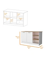 Fm Furniture Gladiolus kitchen island in melamine, two doors, three open shelves