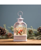 Slickblue Led Snow Globe Lantern With Cardinal Forest Scene 10.5"h