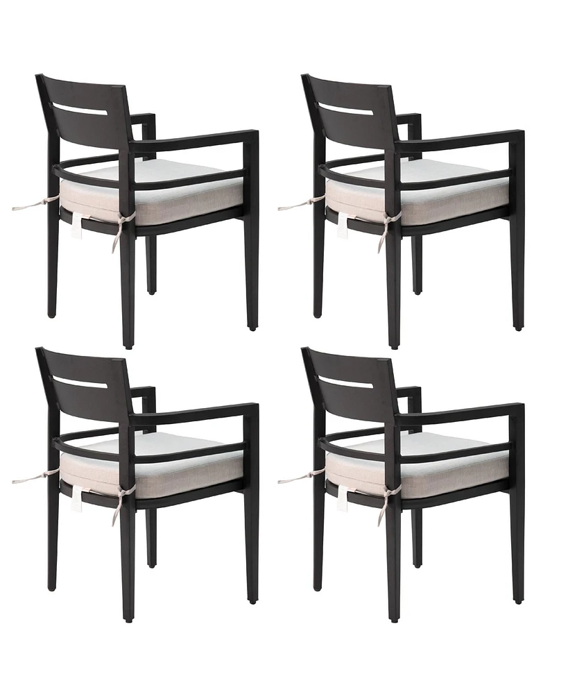 Mondawe Black Outdoor Patio Aluminum Swivel Rocker with Sunbrella Fabric Cushions (Set of