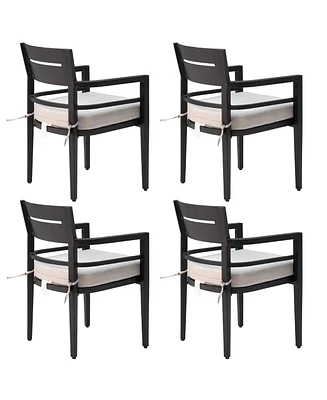 Mondawe Black Outdoor Patio Aluminum Swivel Rocker with Sunbrella Fabric Cushions (Set of