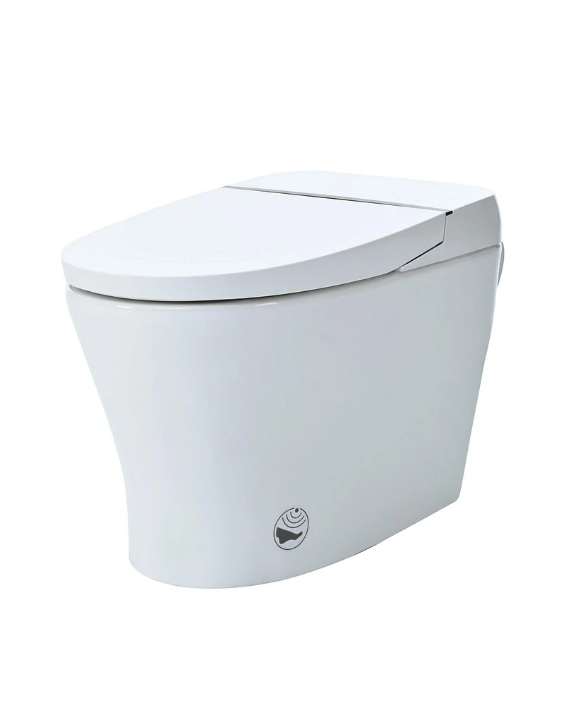 Mondawe 1/1.28 Gpf Heated Seat Tankless Smart Toilet with Foot Sensor Flush and White Night Light