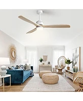Sofucor 52"Modern Ceiling Fan with 3 Natural Wood Blades