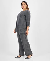 Jm Collection Plus Pull-On Metallic Pants, Created for Macy's