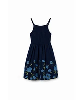 Desigual Girls Strappy floral embroidery dress