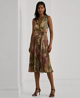 Lauren Ralph Women's Sleeveless Floral Metallic Dress