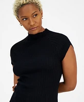 Bar Iii Women's Mock-Neck Rib-Knit Raglan-Sleeve Top, Created for Macy's