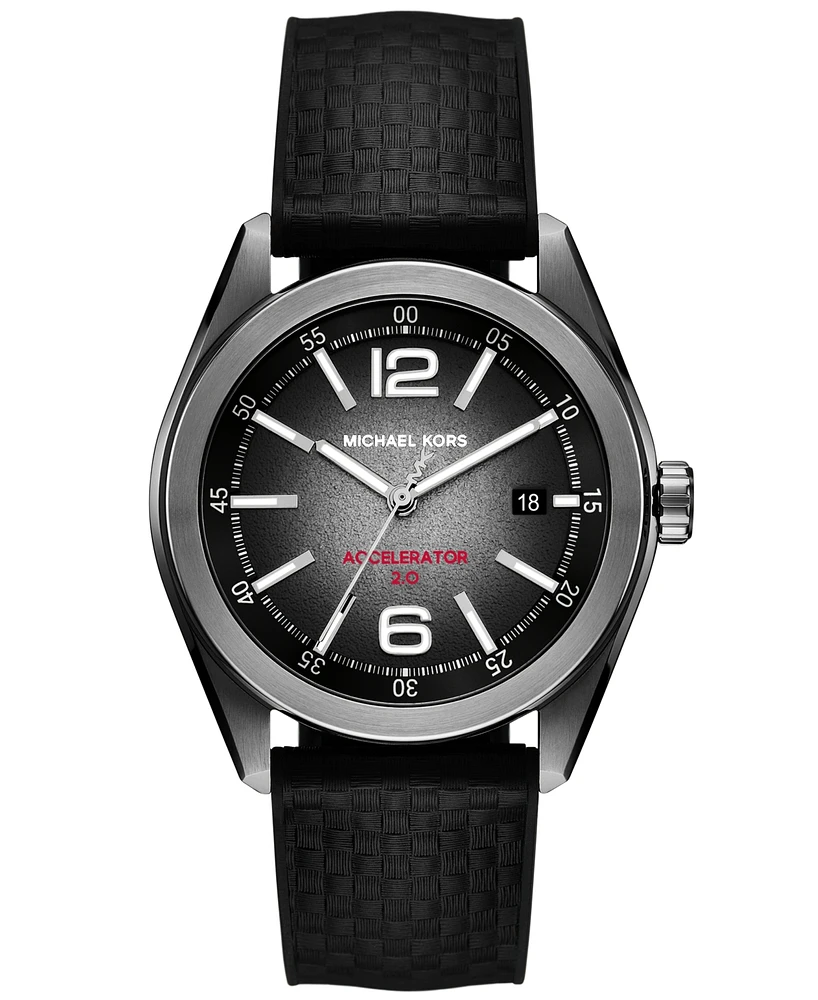 Michael Kors Men's Accelerator 2.0 Three-Hand Date Black Nylon and Silicone Watch 42mm