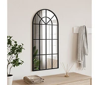 vidaXL Wall Mirror Black 15.7"x31.5" Arch Iron