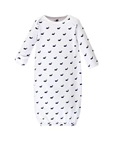 Hudson Baby Baby Boys Cotton Long-Sleeve Gowns 4pk, Handsome Whale