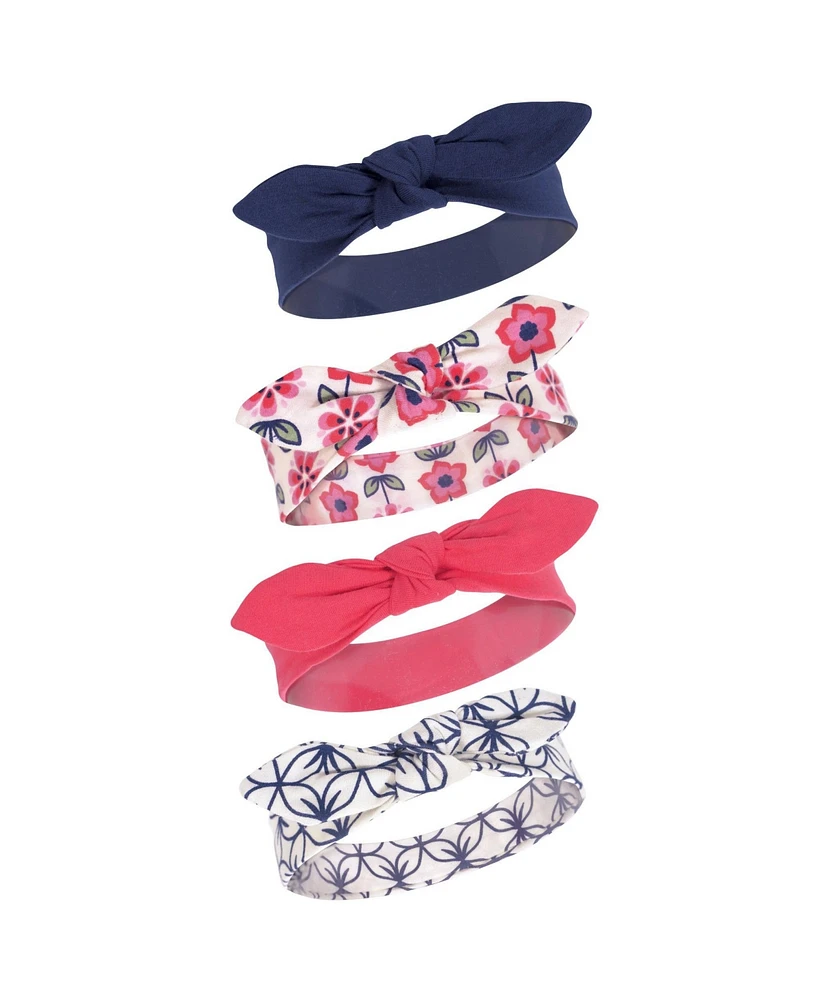 Touched by Nature Baby Girls Baby Organic Cotton Headbands 4pk, Flower, 0-24 Months