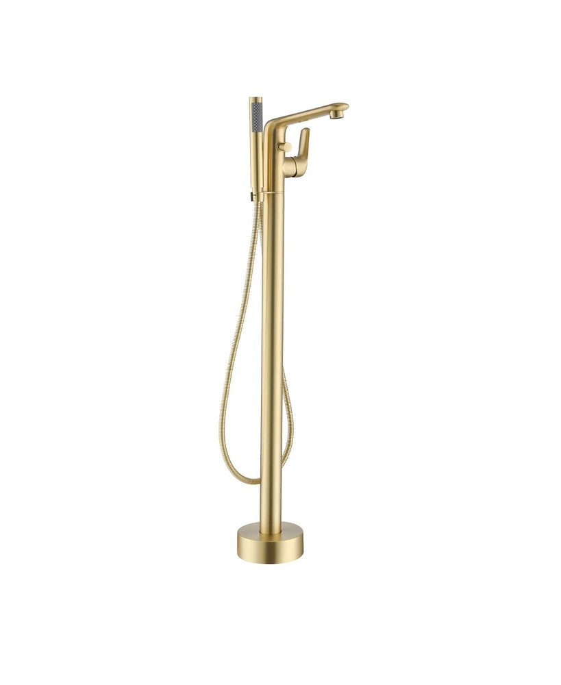 Mondawe Single-Handle Modern Floor Mount Freestanding Bathtub Faucet with Handheld Shower