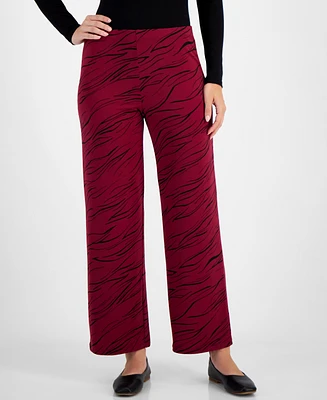 Jm Collection Women's Printed Wide-Leg Pull-On Knit Pants, Created for Macy's