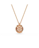 Swarovski Dextera Pendant, Round Cut, White, Rose Gold-Tone Plated Necklace