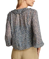 Lucky Brand Women's Ruffled Button-Front Long-Sleeve Top