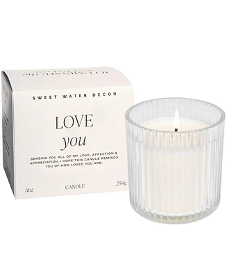 Sweet Water Decor Love You Fluted Soy Candle - Ribbed Glass Jar with Box - 11 oz