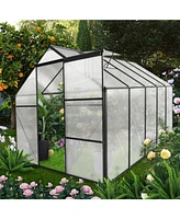 Mondawe 6x10 Ft Polycarbonate Greenhouse Raised Base and Anchor Aluminum Heavy