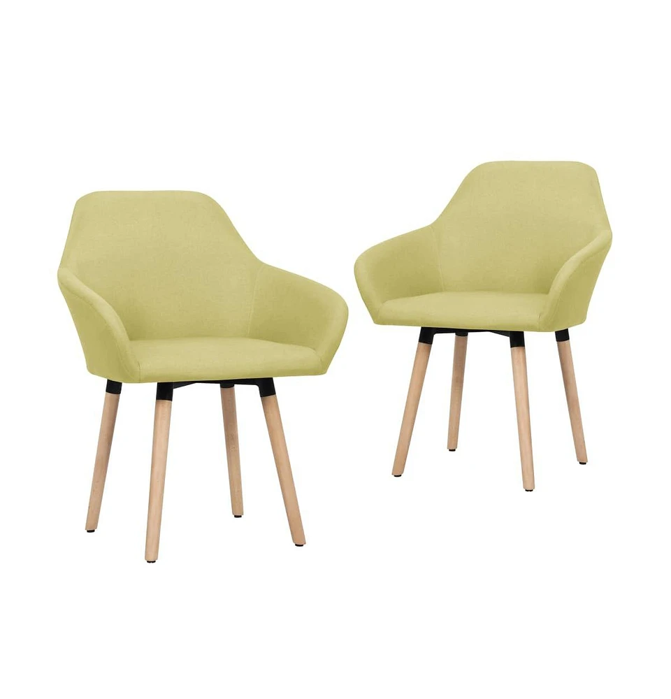 vidaXL Dining Chairs 2 pcs Green Fabric