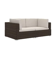 vidaXL Sectional Corner Chairs 2 pcs with Cushions Poly Rattan Brown