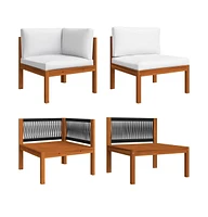 vidaXL Piece Patio Lounge Set with Cushions Solid Acacia Wood