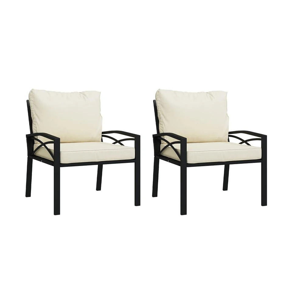 vidaXL Patio Chairs with Sand Cushions 2 pcs 26.8"x29.9"x31.1" Steel