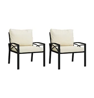 vidaXL Patio Chairs with Sand Cushions 2 pcs 26.8"x29.9"x31.1" Steel