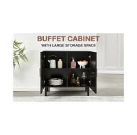Modern Sideboard Cabinet with Unique Rattan Doors