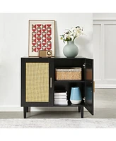 Streamdale Furniture Modern Sideboard Cabinet with Unique Rattan Doors