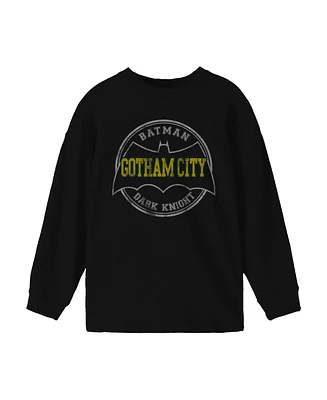 Batman Boys Gotham City Logo Black Long Sleeve Shirt