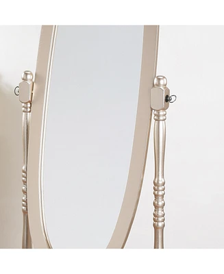 Traditional Queen Anna Style Wood Floor Cheval Mirror, Gold Finish