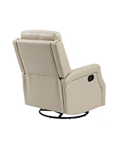 Hulala Home Beatriz 28.74" Wide Genuine Leather Swivel Rocker Recliner