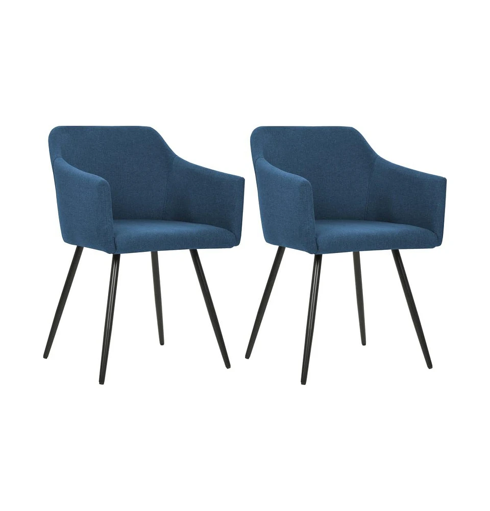 vidaXL Dining Chairs 2 pcs Blue Fabric