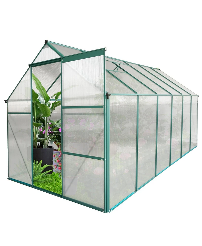 Mondawe 6x12 Ft Polycarbonate Greenhouse Raised Base and Anchor Aluminum