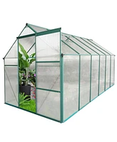 Mondawe 6x12 Ft Polycarbonate Greenhouse Raised Base and Anchor Aluminum