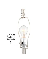 Regency Hill Luca Modern Table Lamps 25.5" High Set of 2 with Usb Charging Port Glass Chrome Silver Metal White Fabric Drum Shade for Living Room Bedr