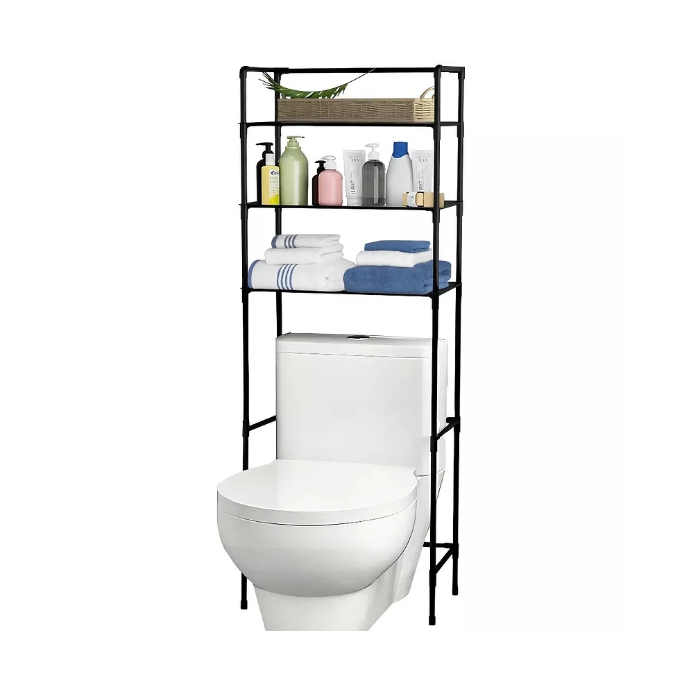 Givimo Over The Toilet Storage Shelf Space Saving 3-Tier Bathroom Organizer Black Finish