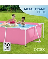 Intex 86" x 23" Outdoor Rectangular Frame Above Ground Swimming Pool, Pink