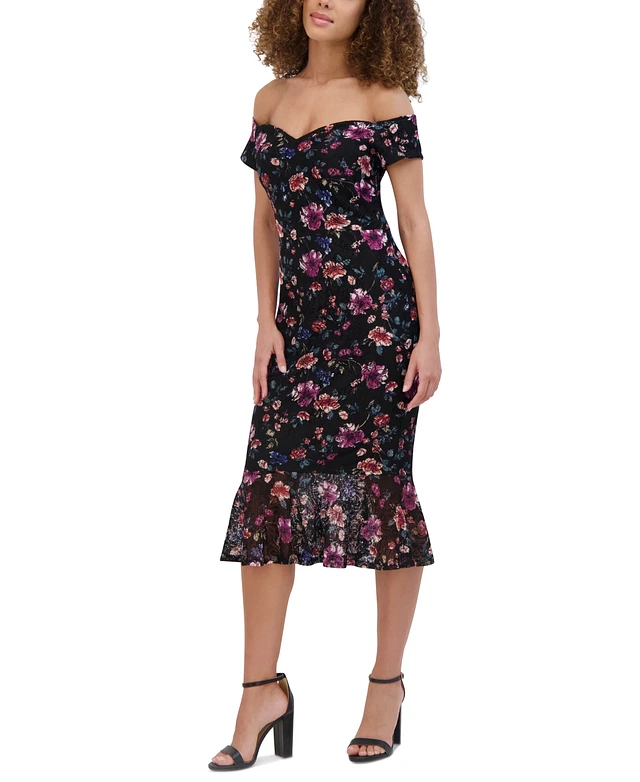 Compare FLORAL POPLIN LACE MIDI DRESS | Mall of America
