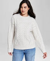 And Now This Women's Cable-Knit Crewneck Sweater, Created for Macy's