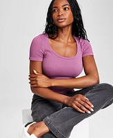 And Now This Women's Scoop-Neck Short-Sleeve Thermal Top, Created for Macy's