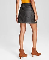 And Now This Women's Distressed Faux-Leather Mini Skirt, Created for Macy's