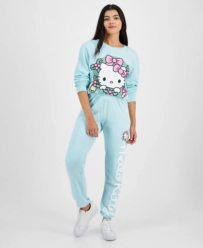 Love Tribe Juniors' Hello Kitty Holiday Graphic Jogger Sweatpants