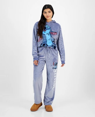 Disney Juniors' Stitch Plush Fleece Graphic Sweatpants