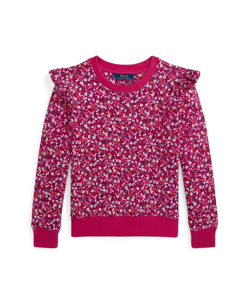 Polo Ralph Lauren Big Girls Floral Ruffled Fleece Sweatshirt