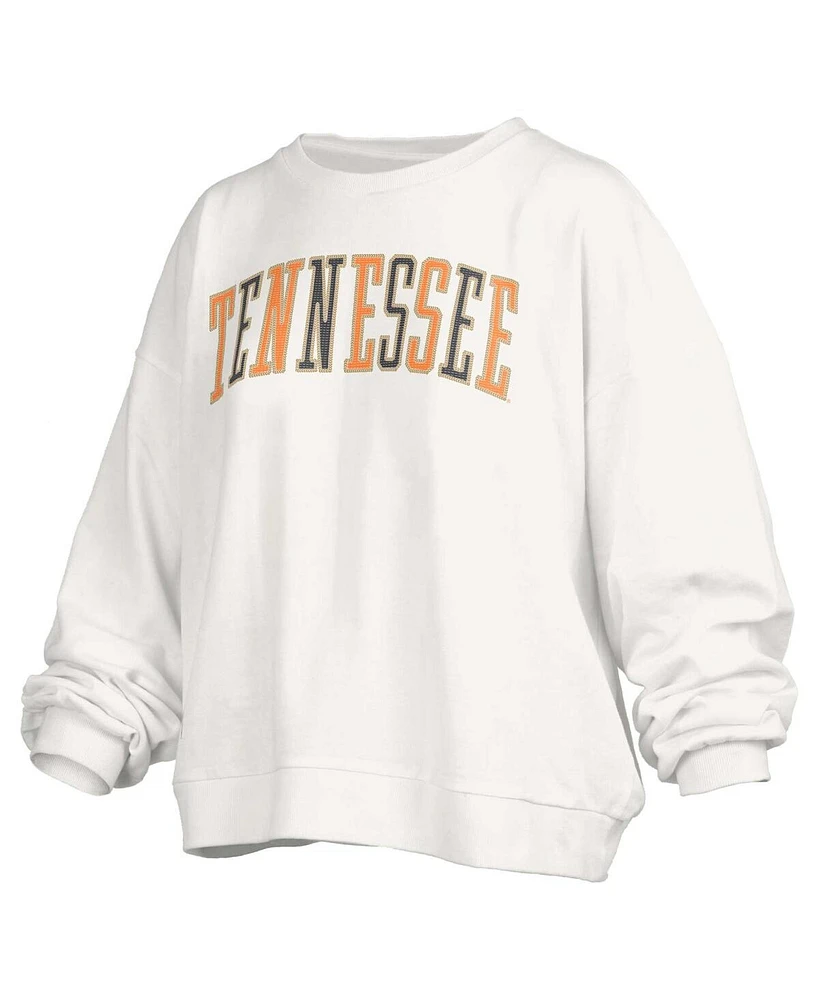 Pressbox Women's White Tennessee Volunteers Janise Waist Length Oversized Pullover Sweatshirt