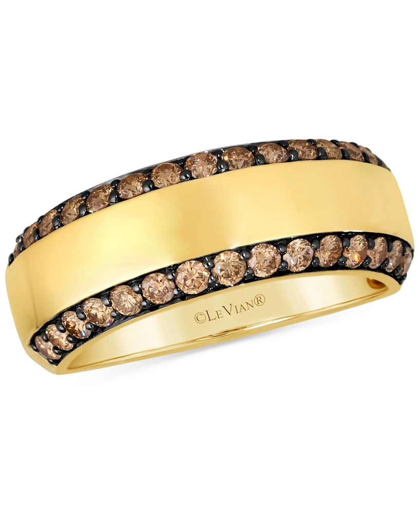 Le Vian Chocolatier Men's Chocolate Diamond Two Row Band (1 ct. t.w) in 14k Gold