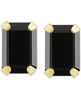 Onyx Emerald-Cut Solitaire Stud Earrings 10k Gold